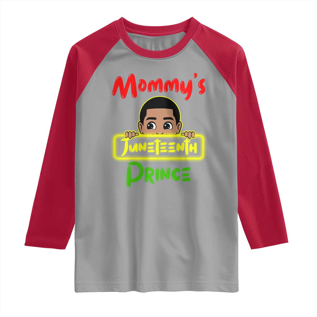 Mommy's Juneteenth Prince Raglan Shirt Black Boy