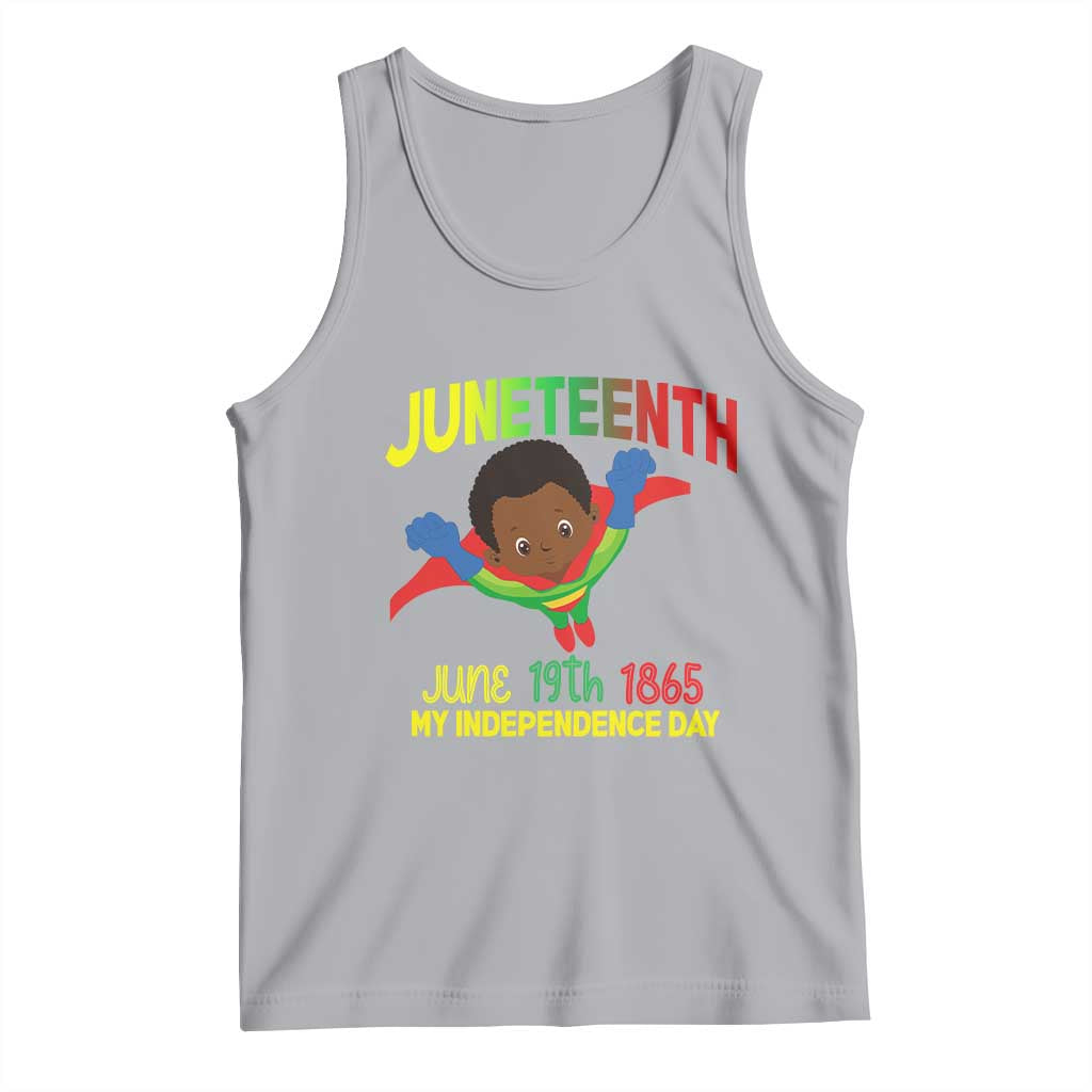Juneteenth Is My Independence Day Tank Top Super Hero Black Boy