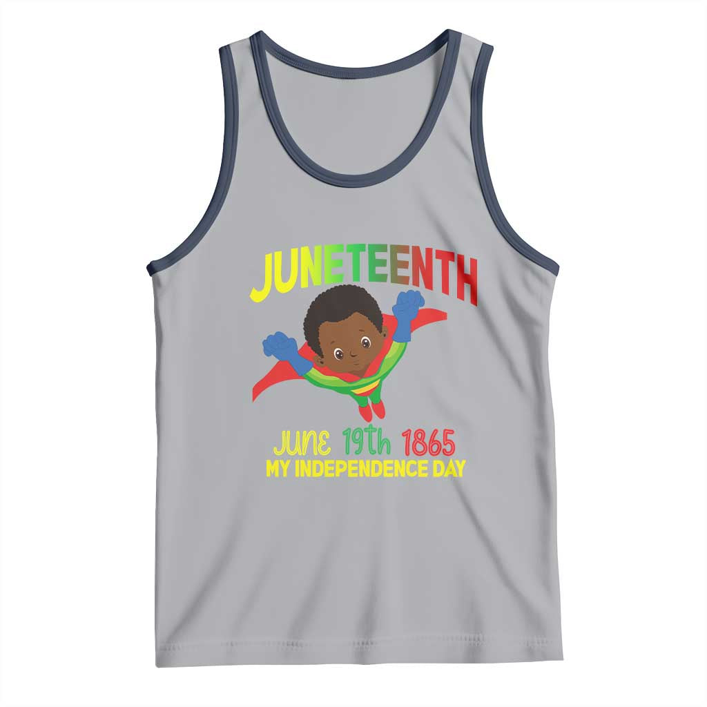 Juneteenth Is My Independence Day Tank Top Super Hero Black Boy