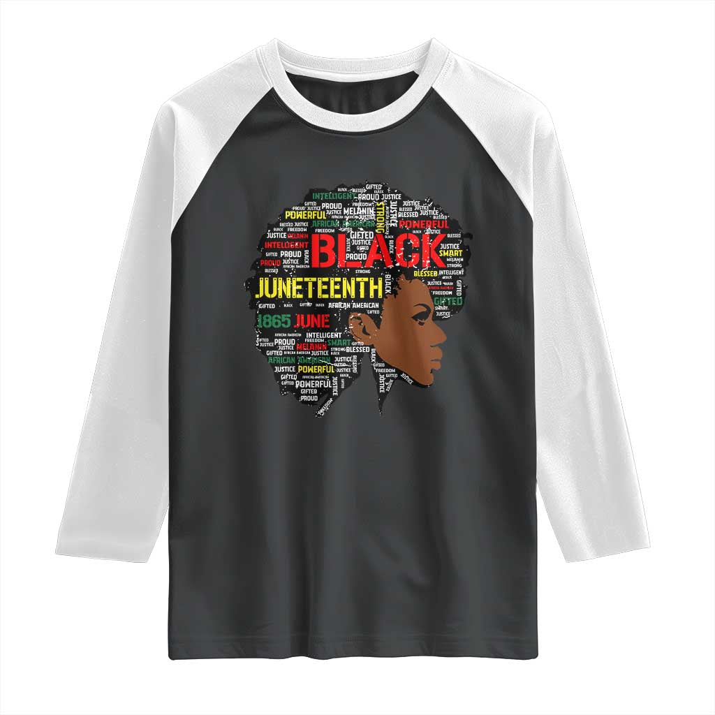 Black Heritage Pride Raglan Shirt For Melanin Black Women Natural Hair Afro Word Art