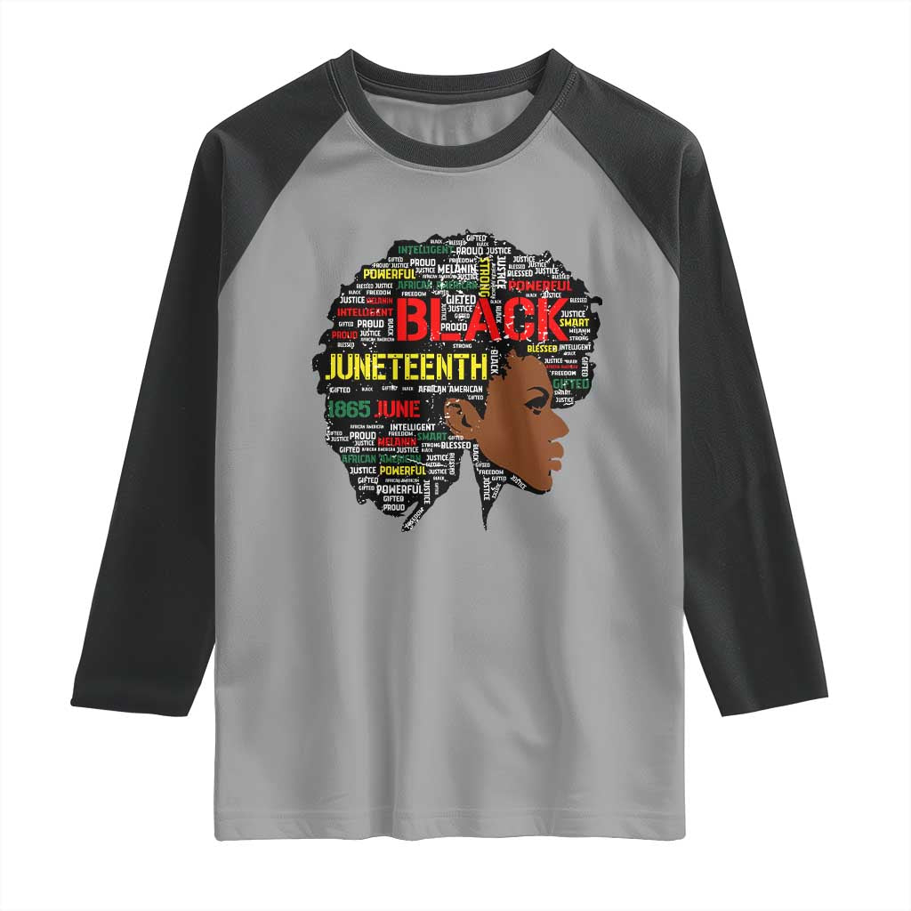 Black Heritage Pride Raglan Shirt For Melanin Black Women Natural Hair Afro Word Art