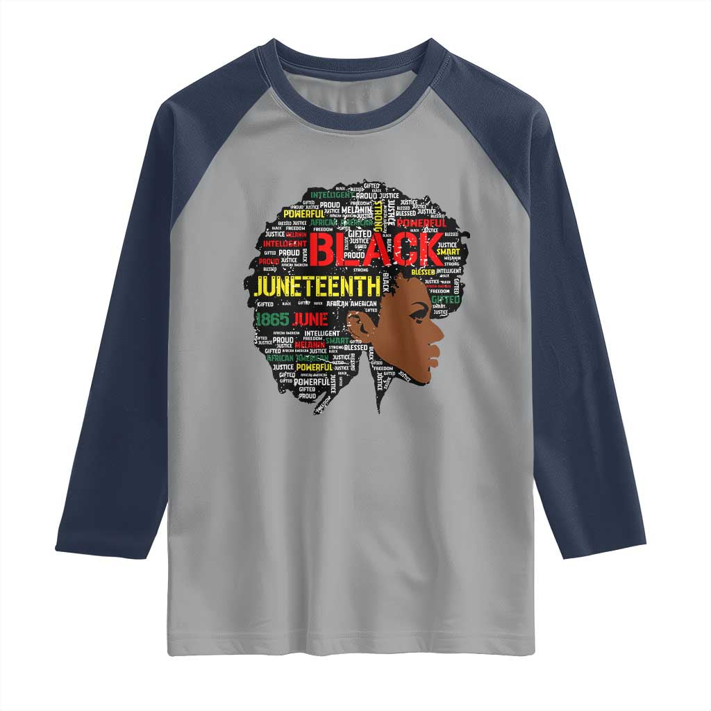 Black Heritage Pride Raglan Shirt For Melanin Black Women Natural Hair Afro Word Art