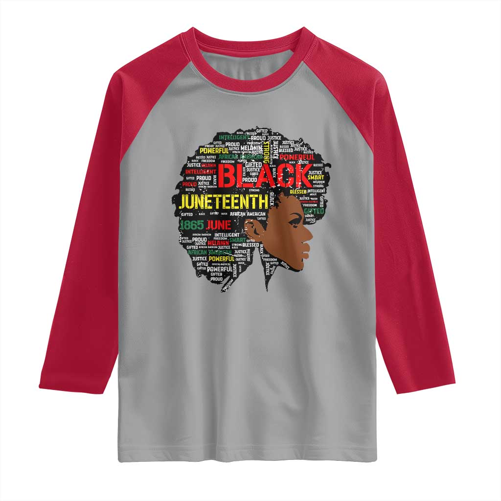 Black Heritage Pride Raglan Shirt For Melanin Black Women Natural Hair Afro Word Art