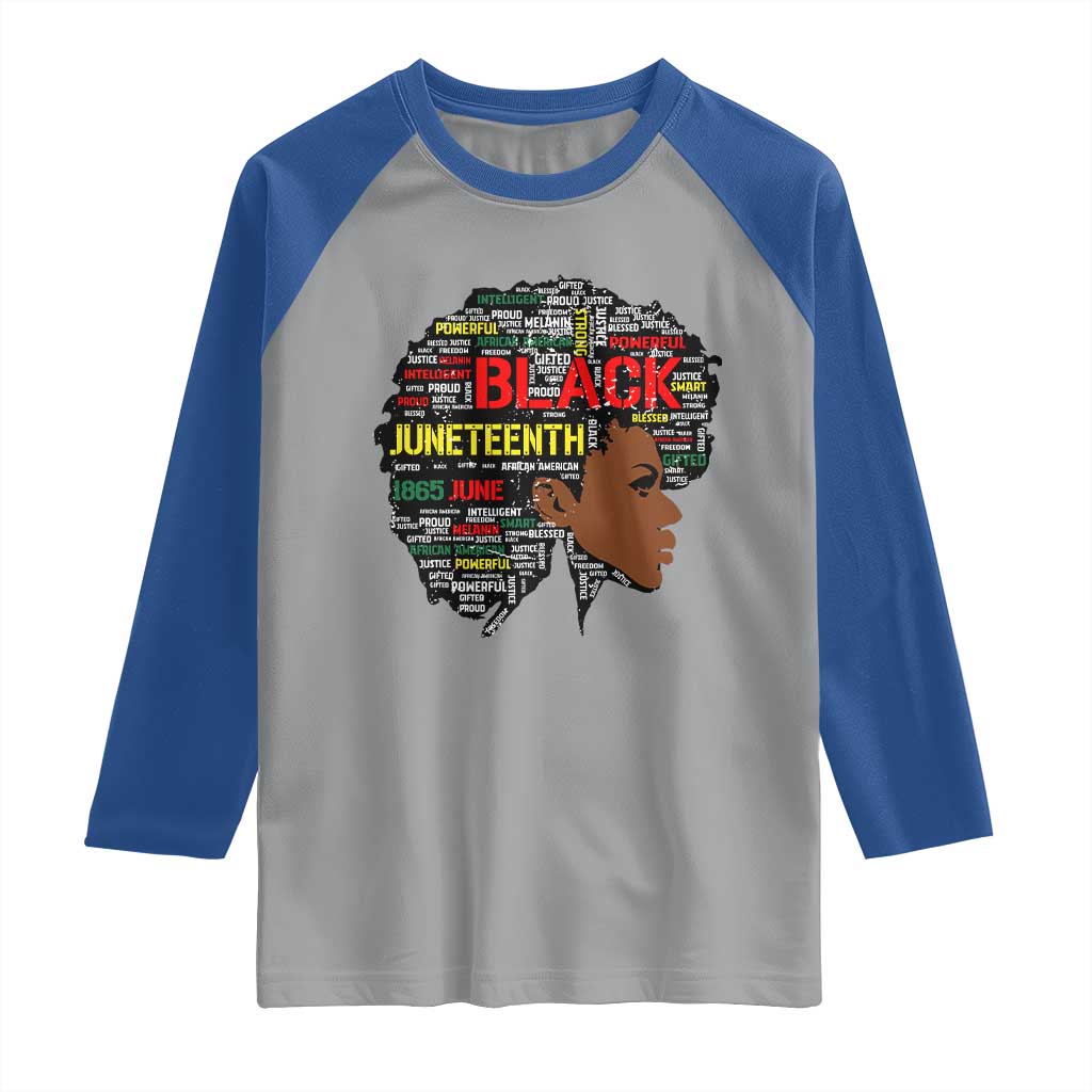 Black Heritage Pride Raglan Shirt For Melanin Black Women Natural Hair Afro Word Art