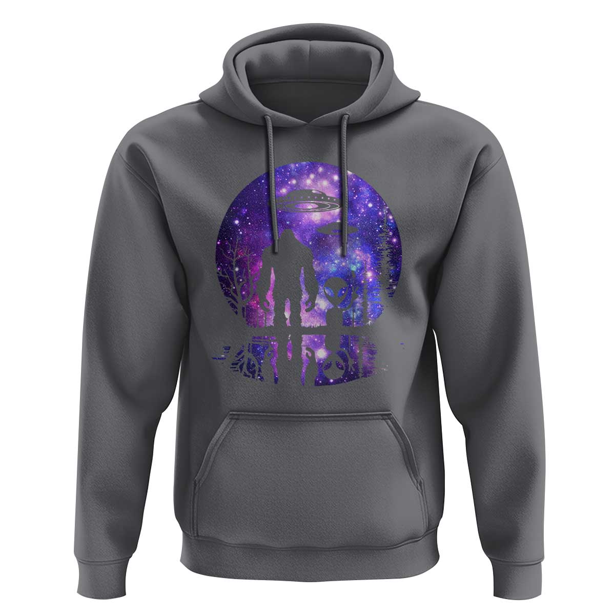Alien And Bigfoot Full Moon Sasquatch UFO Hoodie - Wonder Print Shop