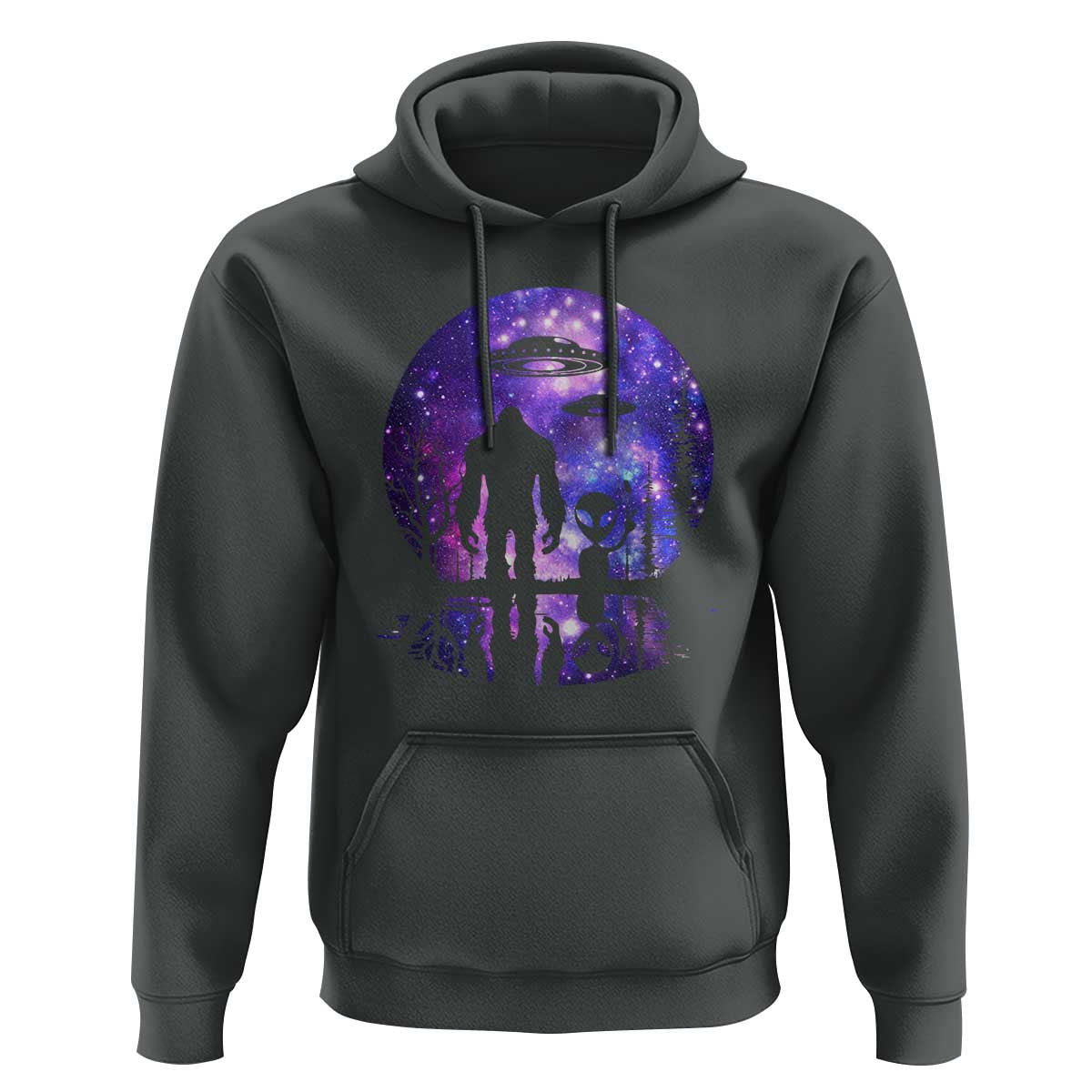 Alien And Bigfoot Full Moon Sasquatch UFO Hoodie - Wonder Print Shop