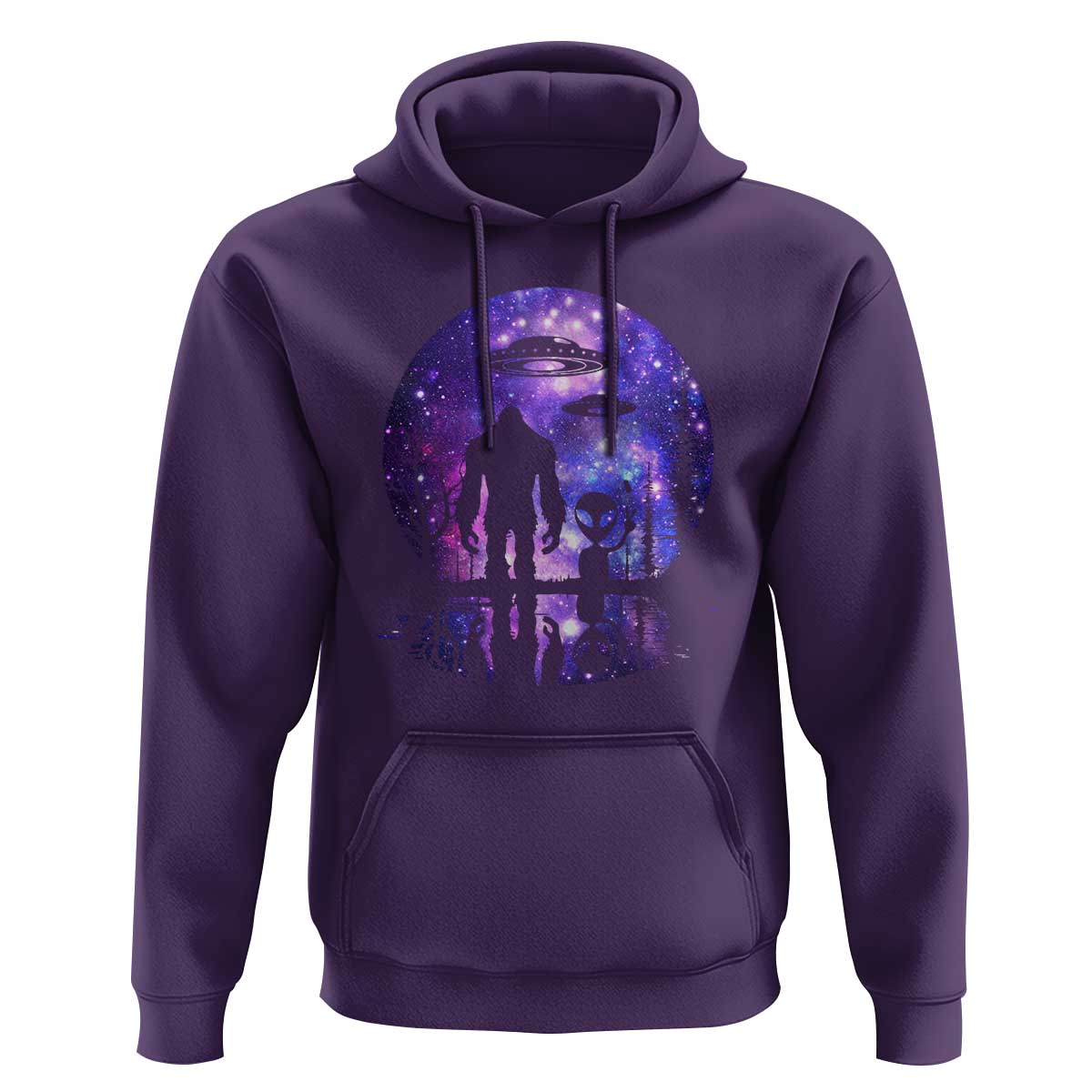 Alien And Bigfoot Full Moon Sasquatch UFO Hoodie - Wonder Print Shop
