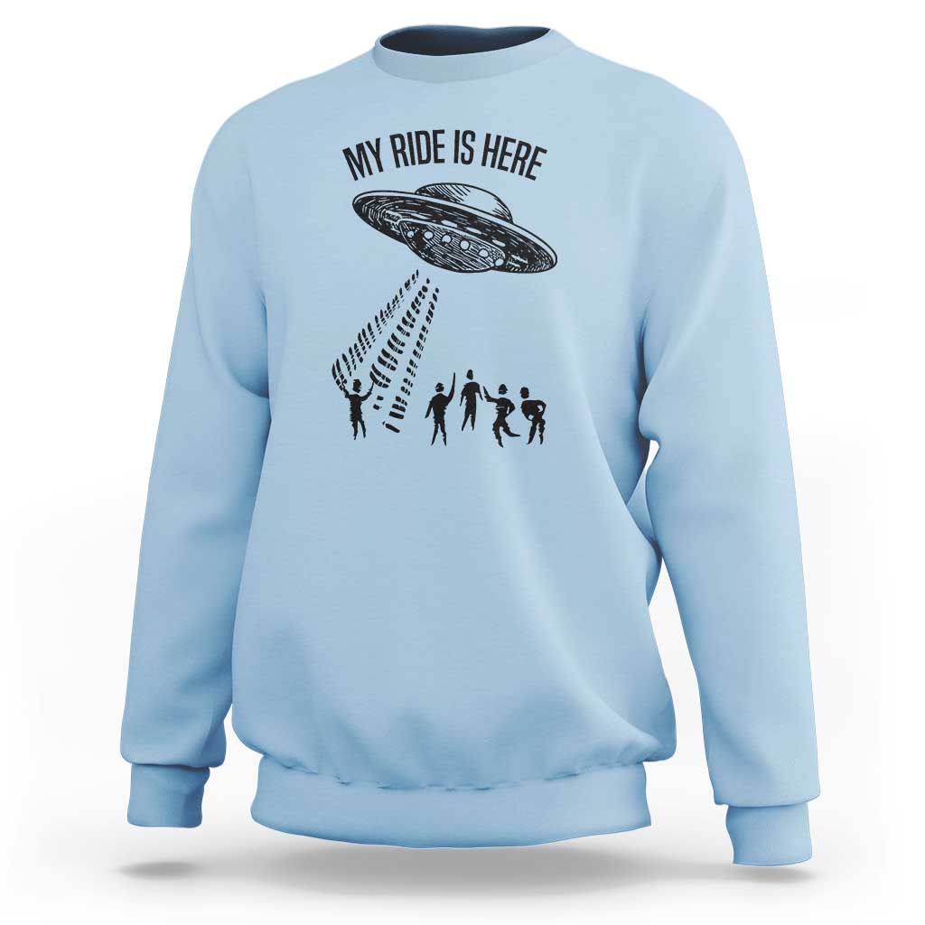 My Ride  Alien Flying Saucer UFO Abduction Sweatshirt - Wonder Print Shop