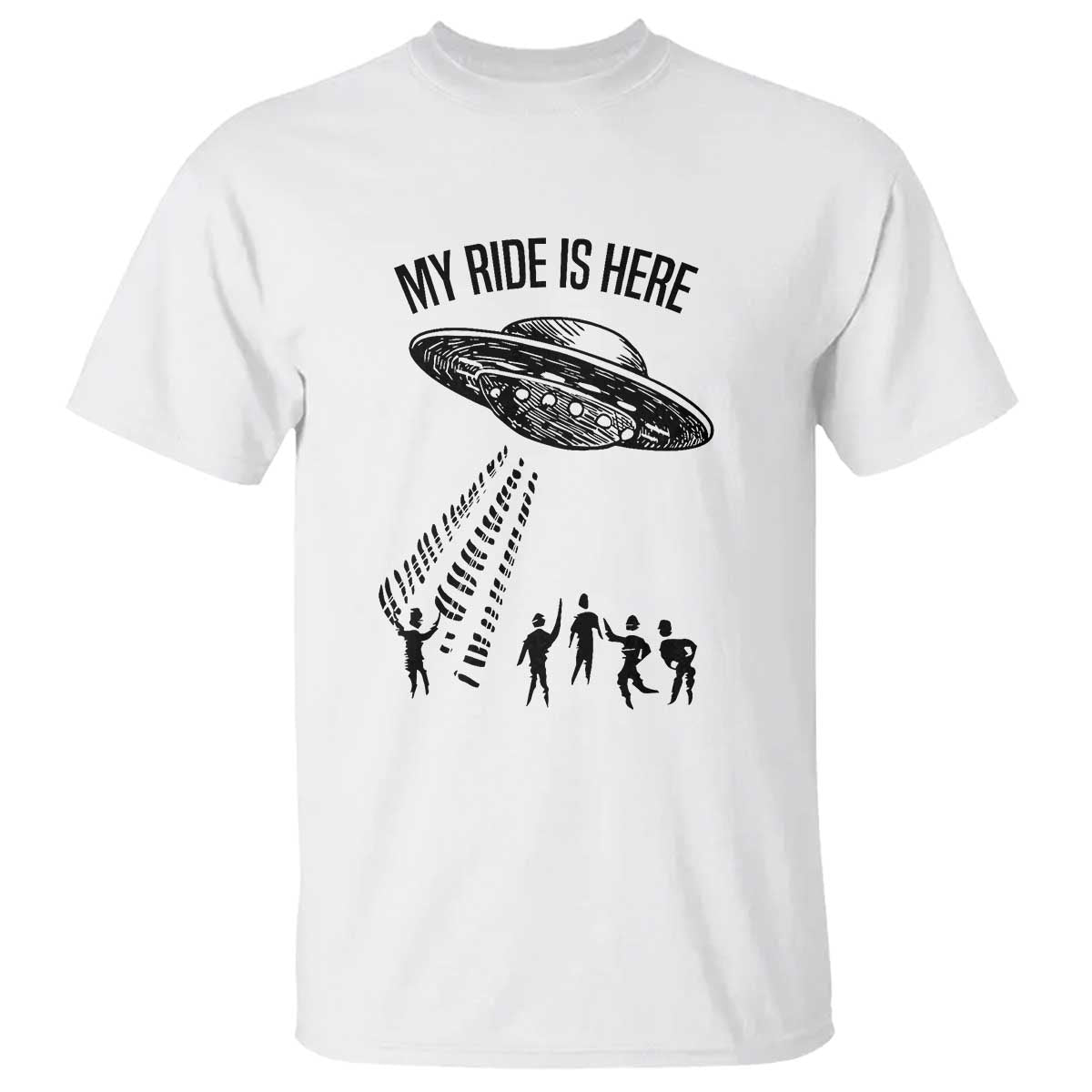 My Ride  Alien Flying Saucer UFO Abduction T Shirt - Wonder Print Shop