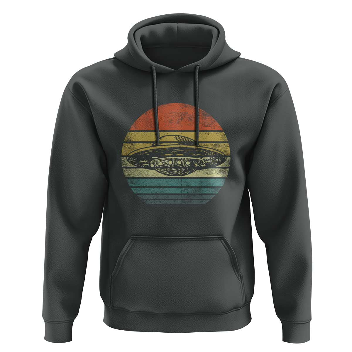 UFO Gifts Retro Sunset Funny Alien UFO Hunter Silhouette Hoodie - Wonder Print Shop
