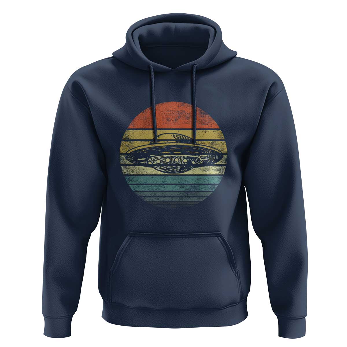 UFO Gifts Retro Sunset Funny Alien UFO Hunter Silhouette Hoodie - Wonder Print Shop