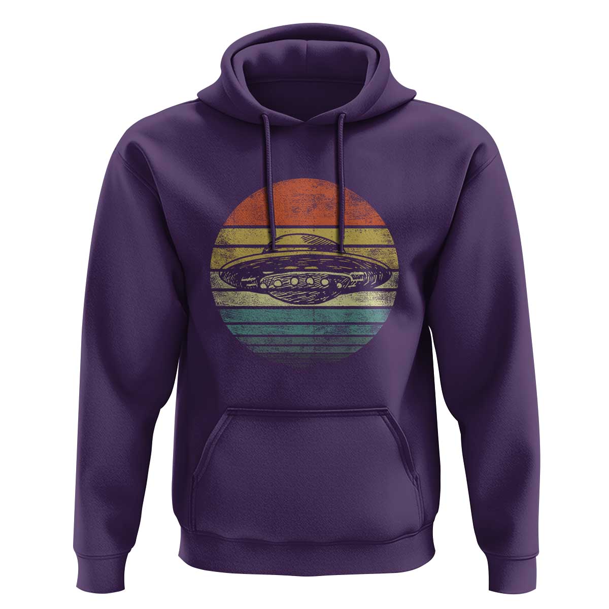 UFO Gifts Retro Sunset Funny Alien UFO Hunter Silhouette Hoodie - Wonder Print Shop