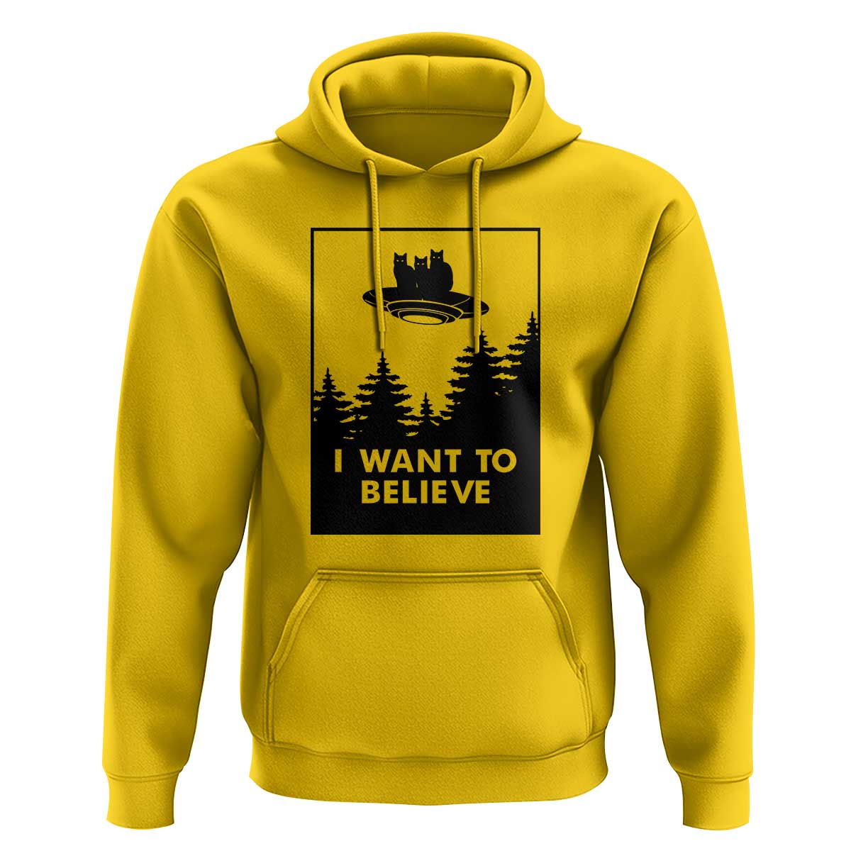 I want to Believe Funny Cat UFO Alien Space Hoodie - Wonder Print Shop