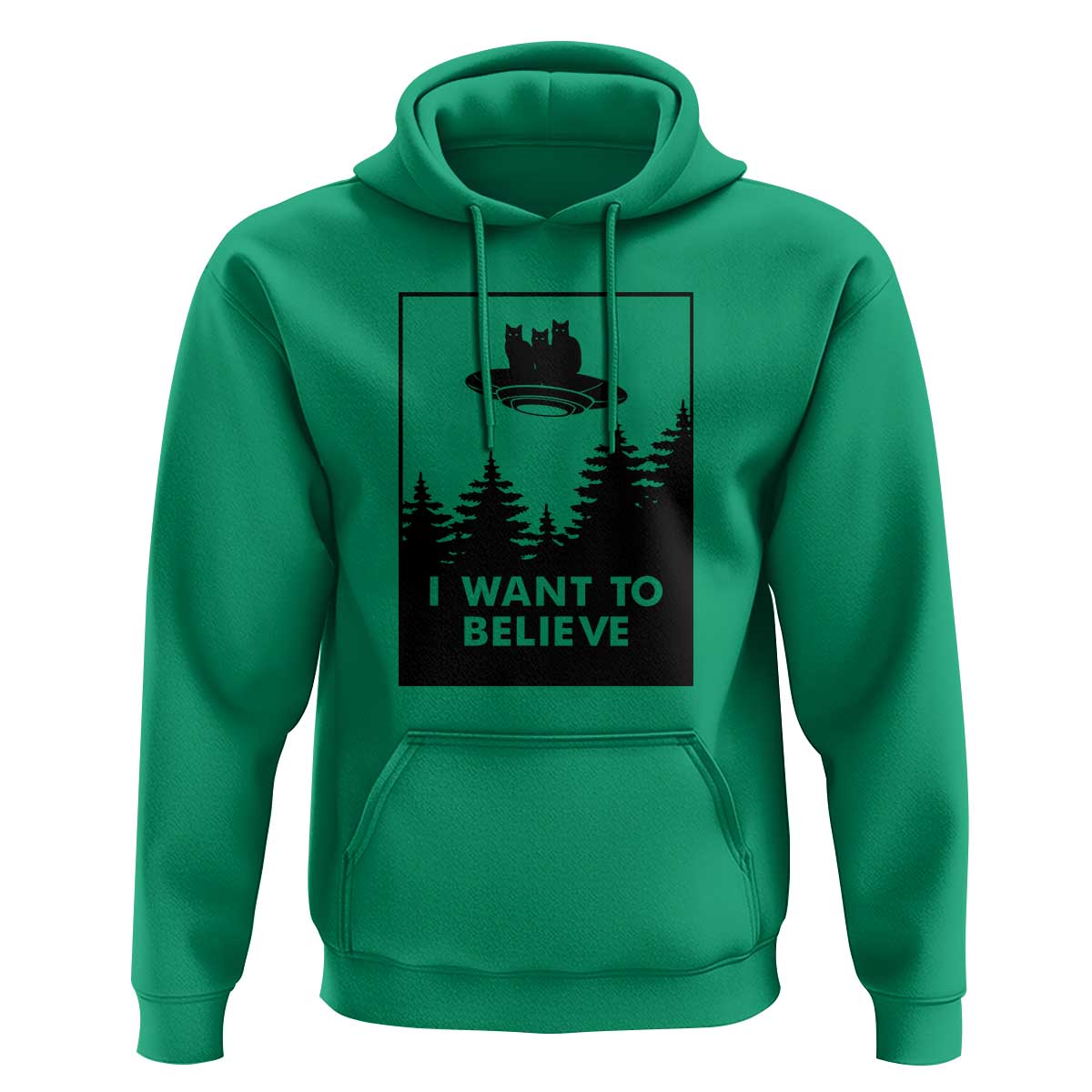 I want to Believe Funny Cat UFO Alien Space Hoodie - Wonder Print Shop