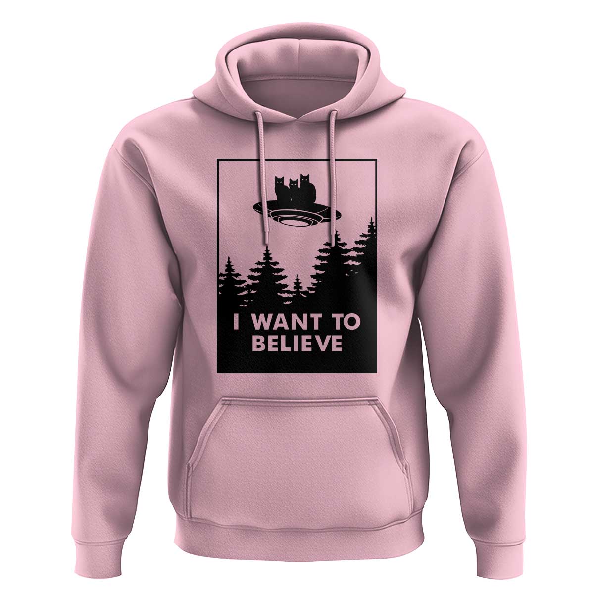 I want to Believe Funny Cat UFO Alien Space Hoodie - Wonder Print Shop