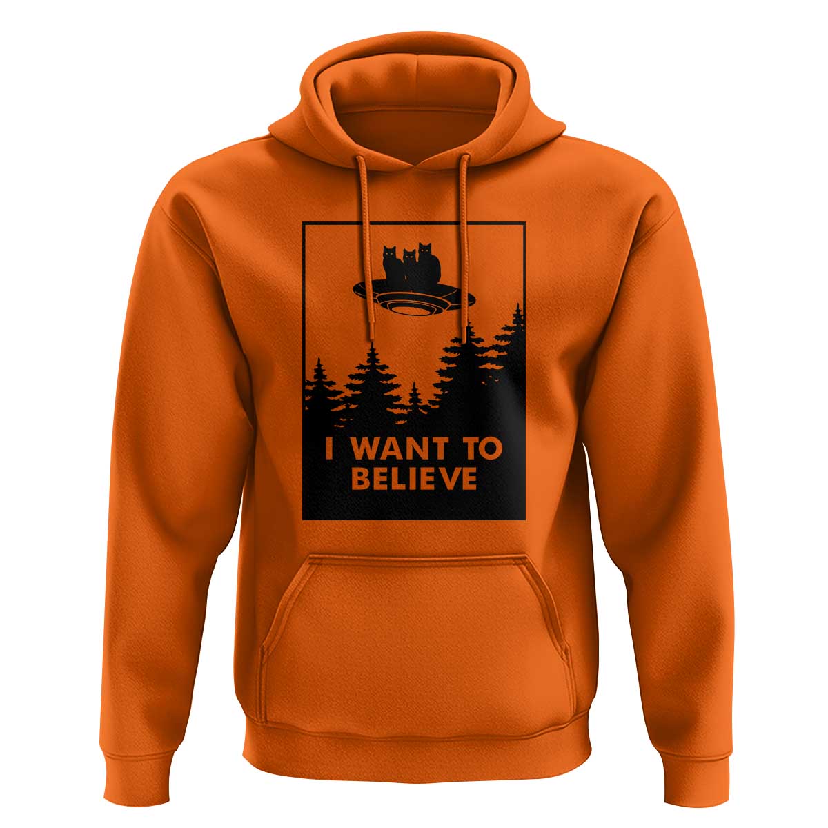I want to Believe Funny Cat UFO Alien Space Hoodie - Wonder Print Shop