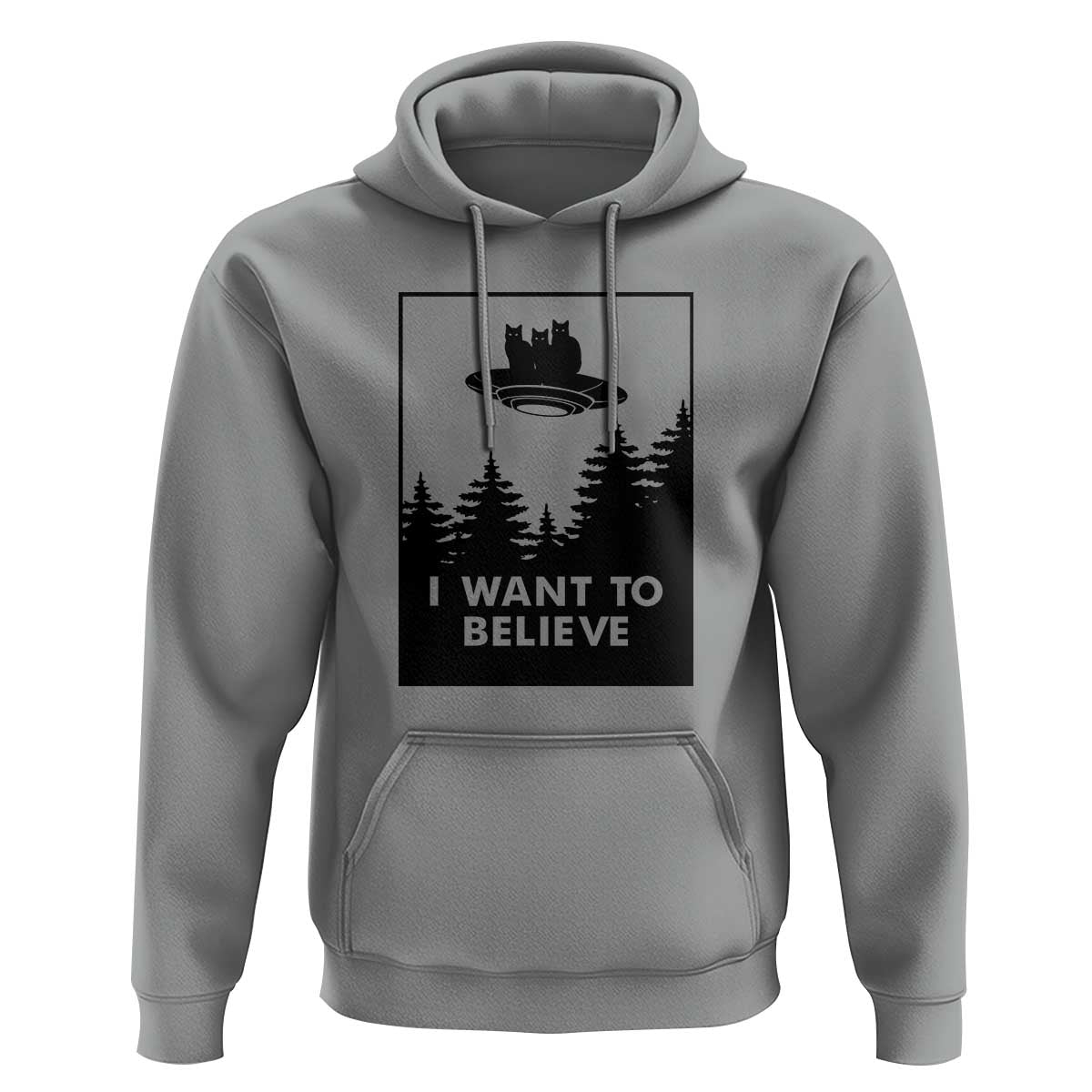 I want to Believe Funny Cat UFO Alien Space Hoodie - Wonder Print Shop