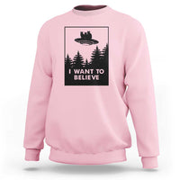 I want to Believe Funny Cat UFO Alien Space Sweatshirt - Wonder Print Shop