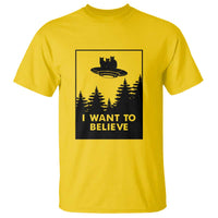 I want to Believe Funny Cat UFO Alien Space T Shirt - Wonder Print Shop