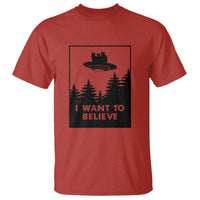 I want to Believe Funny Cat UFO Alien Space T Shirt - Wonder Print Shop