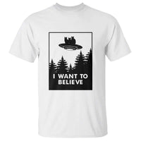 I want to Believe Funny Cat UFO Alien Space T Shirt - Wonder Print Shop