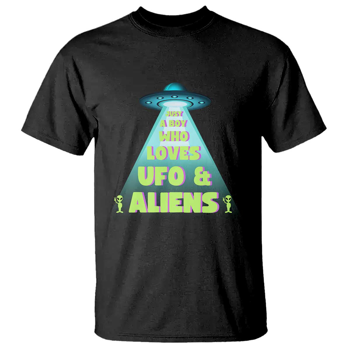 Just A Boy Who Loves UFO & Aliens Funny World UFO Day T Shirt - Wonder Print Shop
