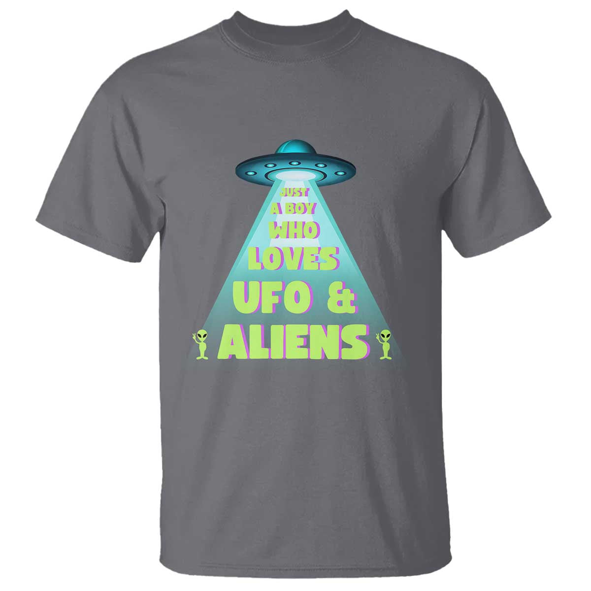 Just A Boy Who Loves UFO & Aliens Funny World UFO Day T Shirt - Wonder Print Shop