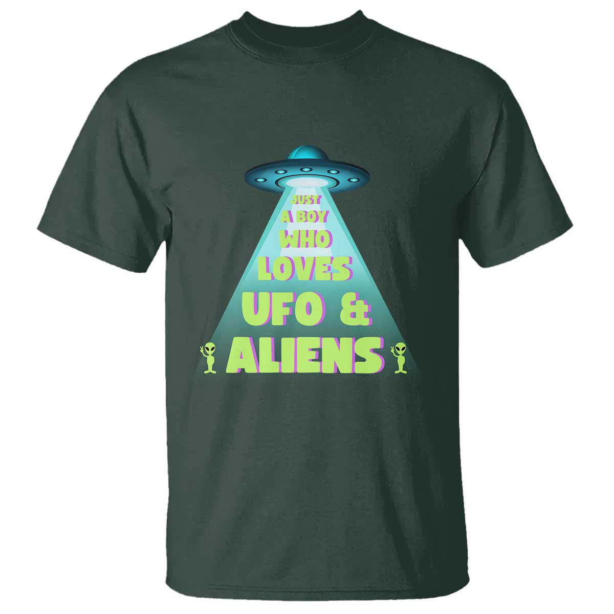 Just A Boy Who Loves UFO & Aliens Funny World UFO Day T Shirt - Wonder Print Shop