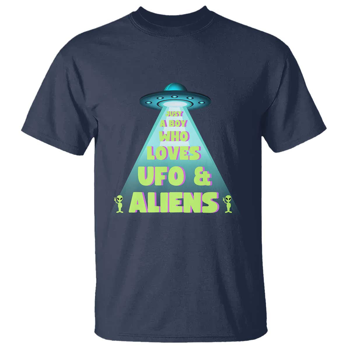Just A Boy Who Loves UFO & Aliens Funny World UFO Day T Shirt - Wonder Print Shop