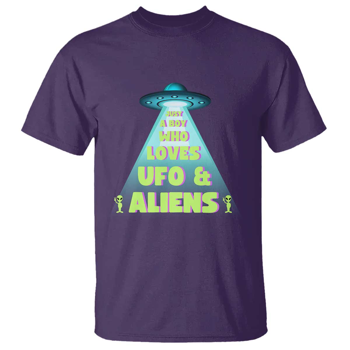 Just A Boy Who Loves UFO & Aliens Funny World UFO Day T Shirt - Wonder Print Shop