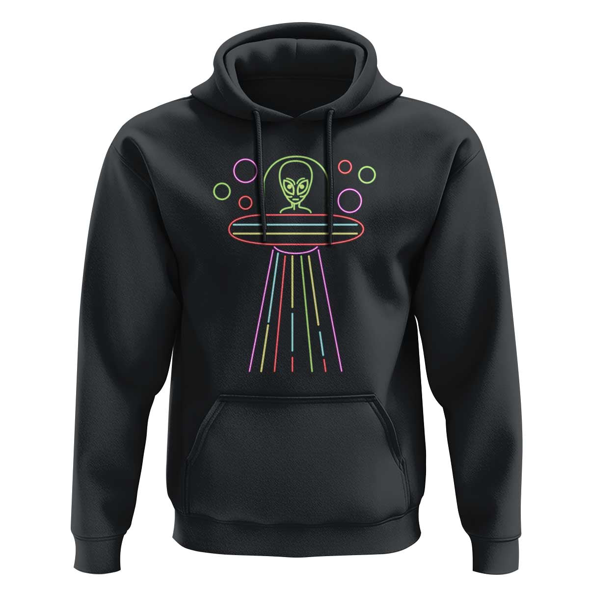Neon Lights UFO Abduction Extraterrestrial Alien Believer Hoodie - Wonder Print Shop