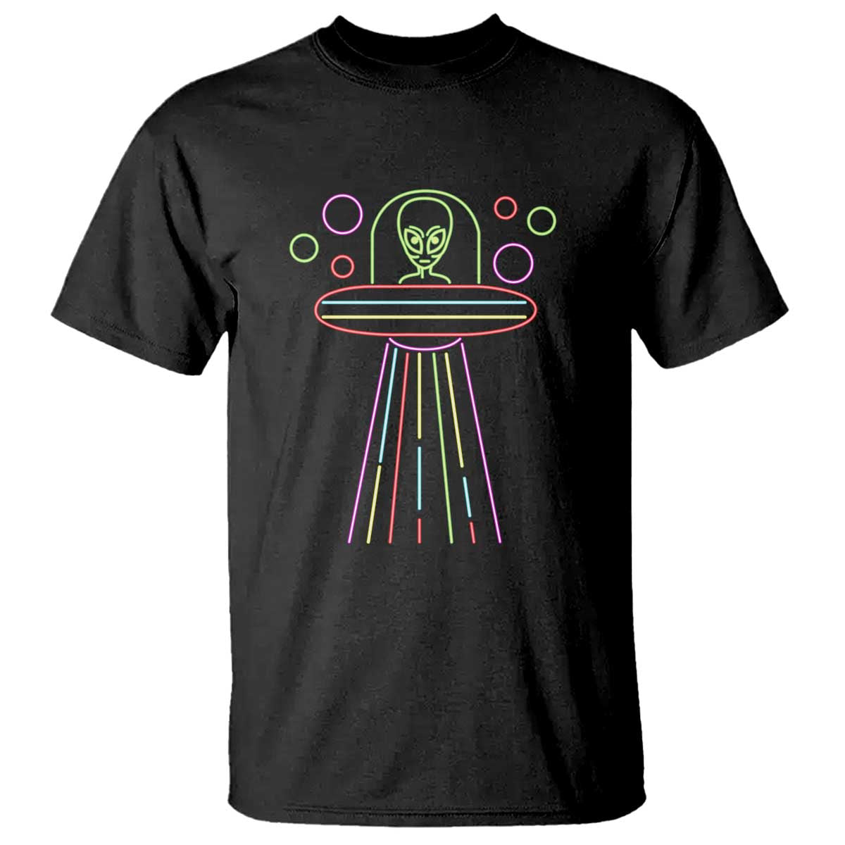 Neon Lights UFO Abduction Extraterrestrial Alien Believer T Shirt - Wonder Print Shop