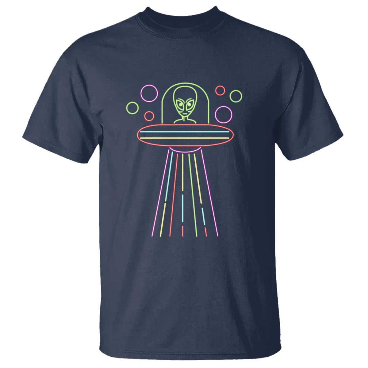 Neon Lights UFO Abduction Extraterrestrial Alien Believer T Shirt - Wonder Print Shop