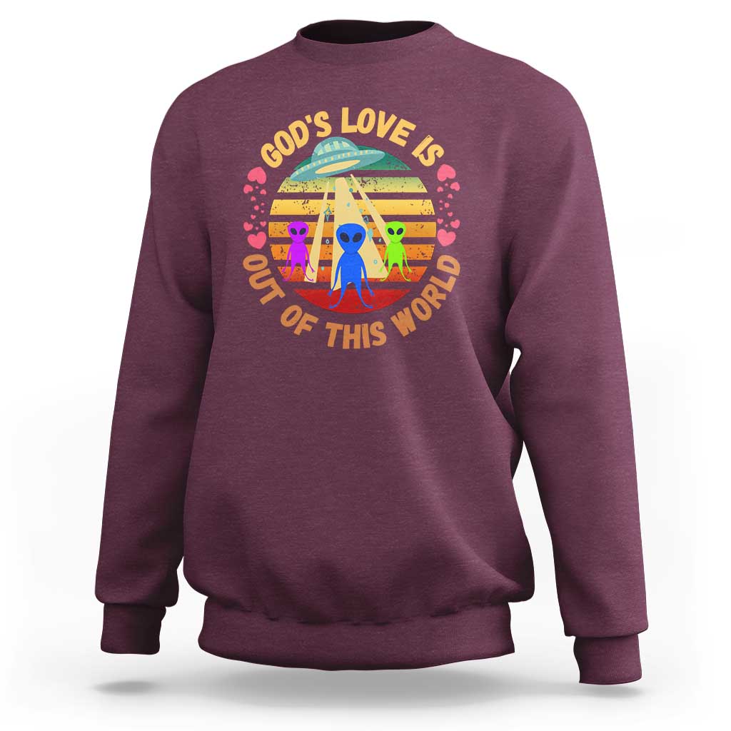 Vintage God's Love Is Out Of This World, World UFO Day Sweatshirt - Wonder Print Shop