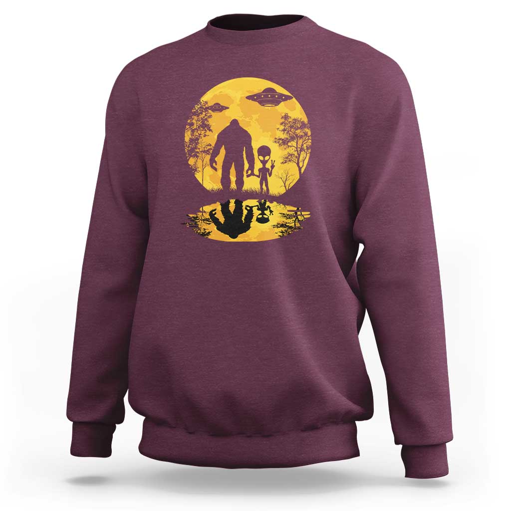 Alien Bigfoot Moon Sasquatch UFO Extraterrestrial Sweatshirt - Wonder Print Shop