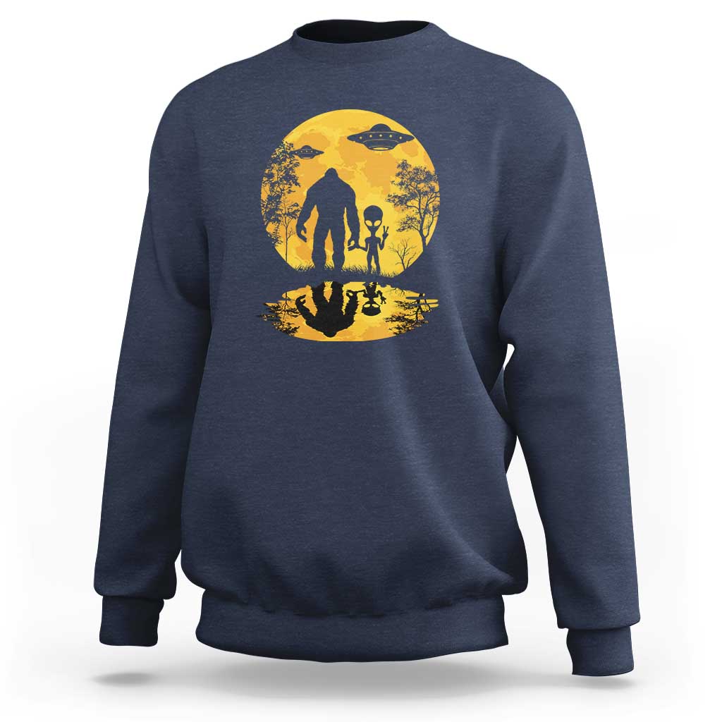 Alien Bigfoot Moon Sasquatch UFO Extraterrestrial Sweatshirt - Wonder Print Shop