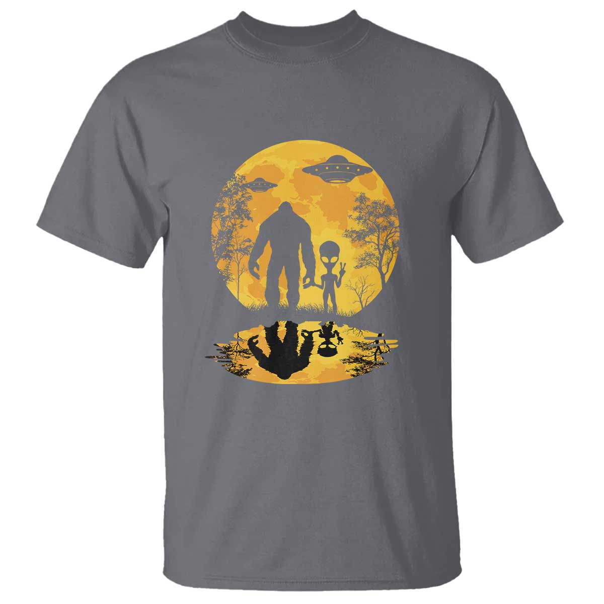 Alien Bigfoot Moon Sasquatch UFO Extraterrestrial T Shirt - Wonder Print Shop