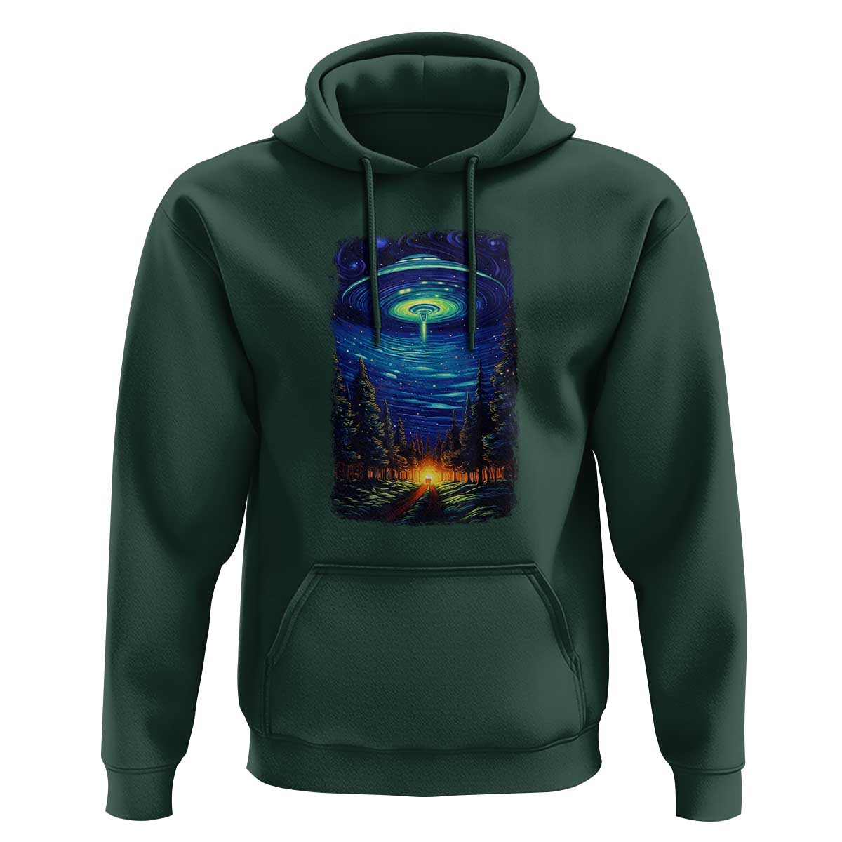 UFO Aliens Flying Saucer - Van Gogh Style - Starry Night Hoodie - Wonder Print Shop