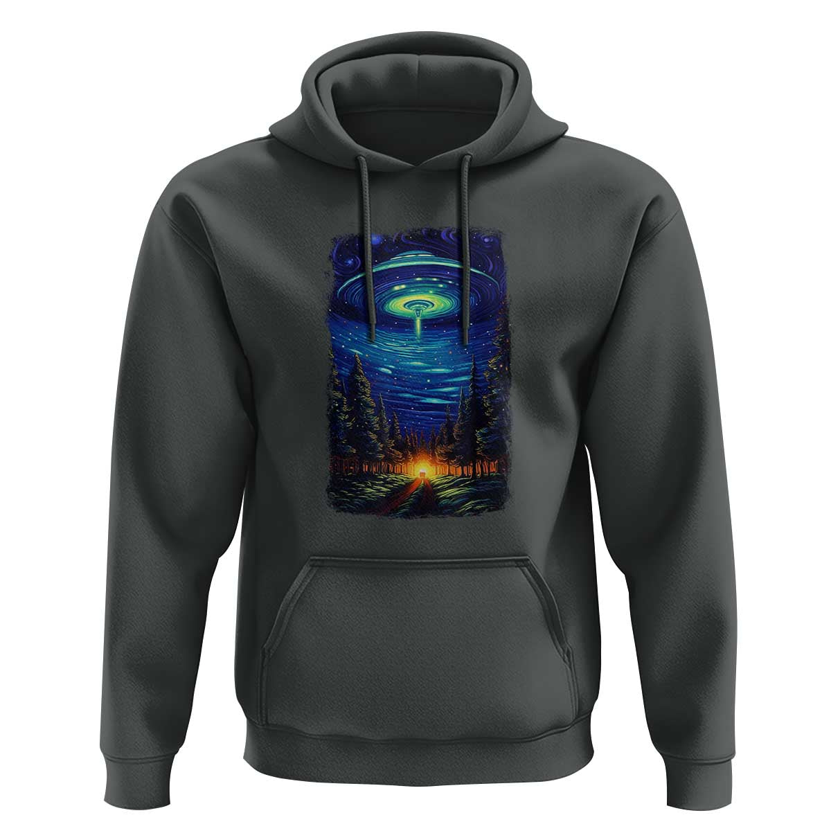 UFO Aliens Flying Saucer - Van Gogh Style - Starry Night Hoodie - Wonder Print Shop