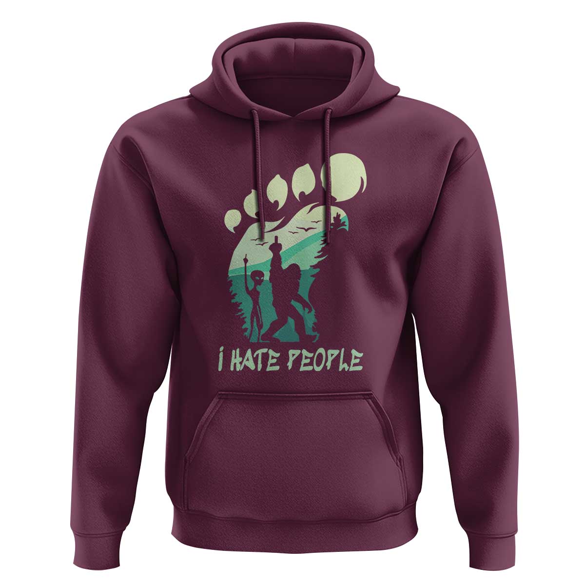 I Hate People Funny Alien Bigfoot Mountains Trip 2024 Hoodie - Wonder Print Shop