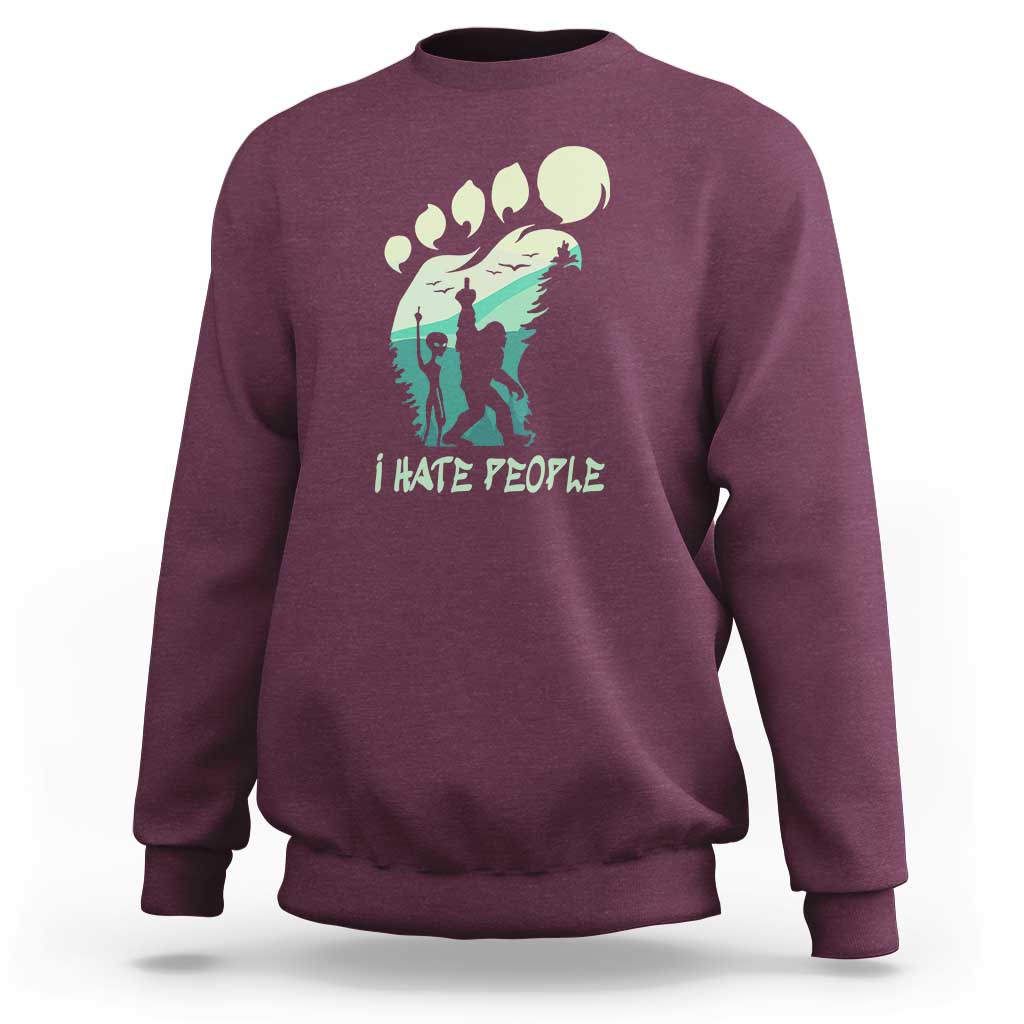 I Hate People Funny Alien Bigfoot Mountains Trip 2024 Sweatshirt - Wonder Print Shop