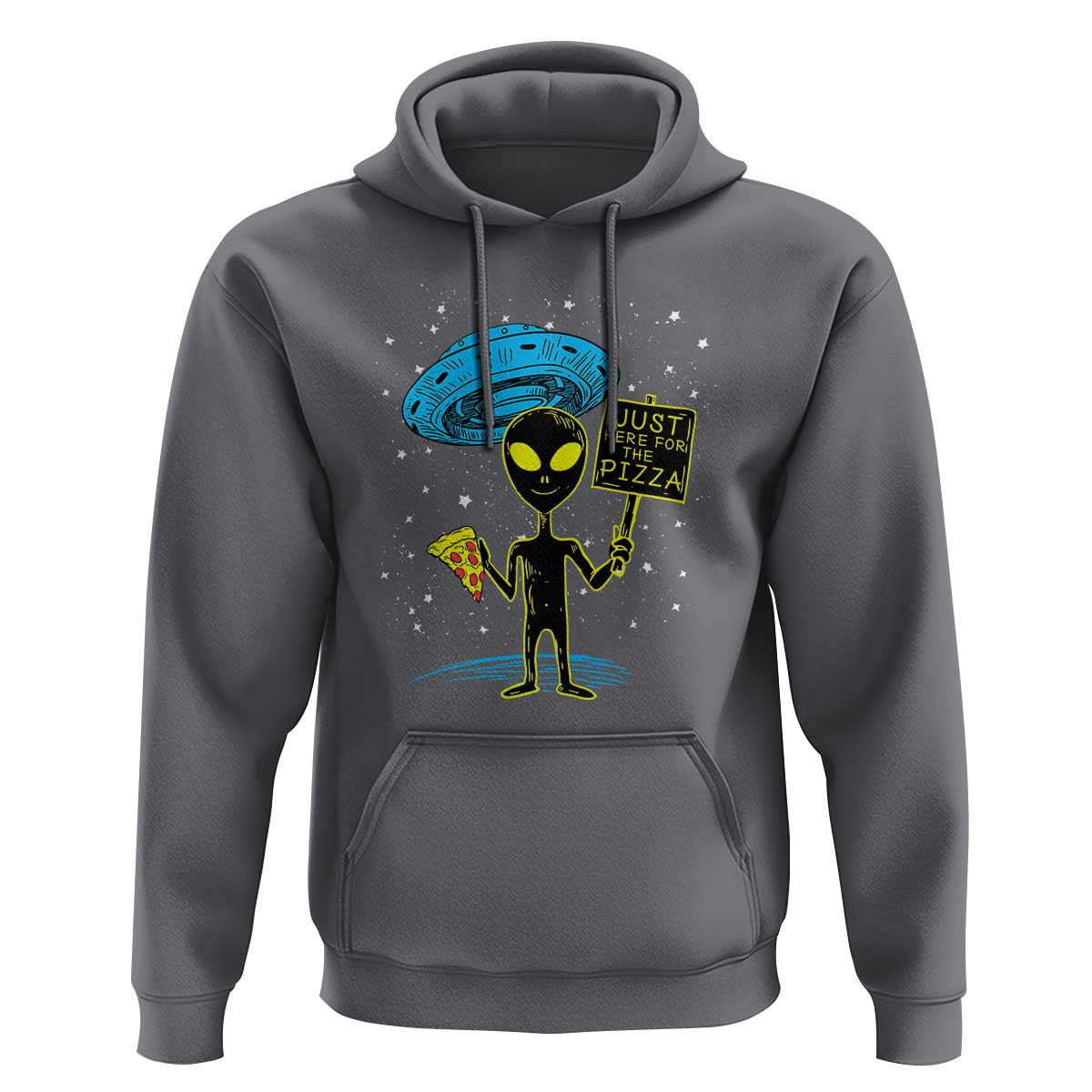 NASA UFO Alien Just Here For The Pizza Hoodie - Wonder Print Shop