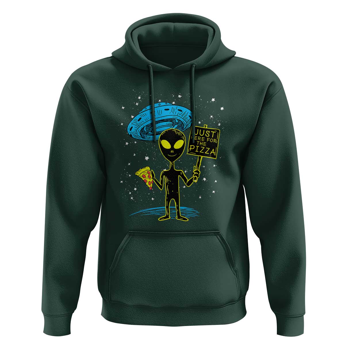 NASA UFO Alien Just Here For The Pizza Hoodie - Wonder Print Shop