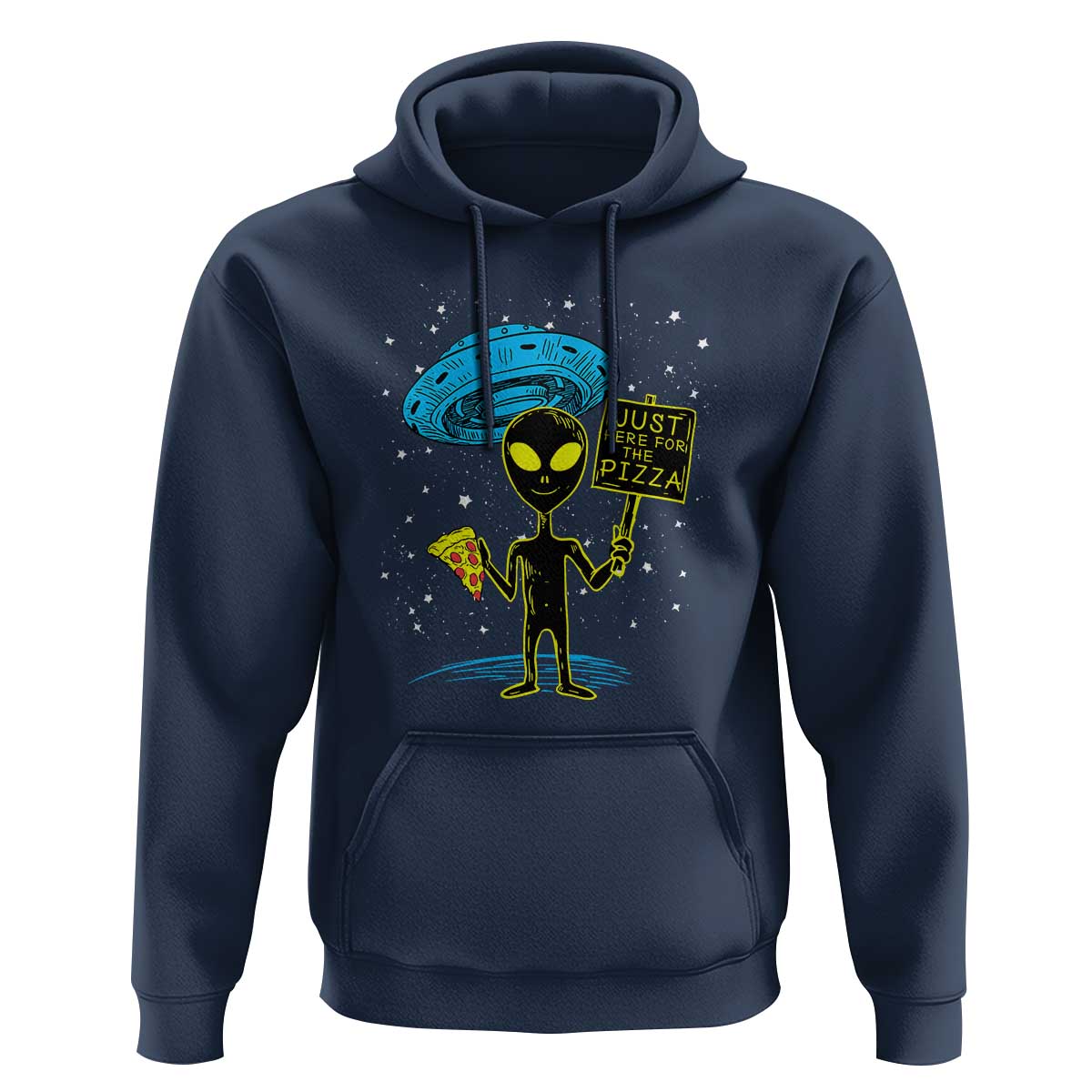 NASA UFO Alien Just Here For The Pizza Hoodie - Wonder Print Shop