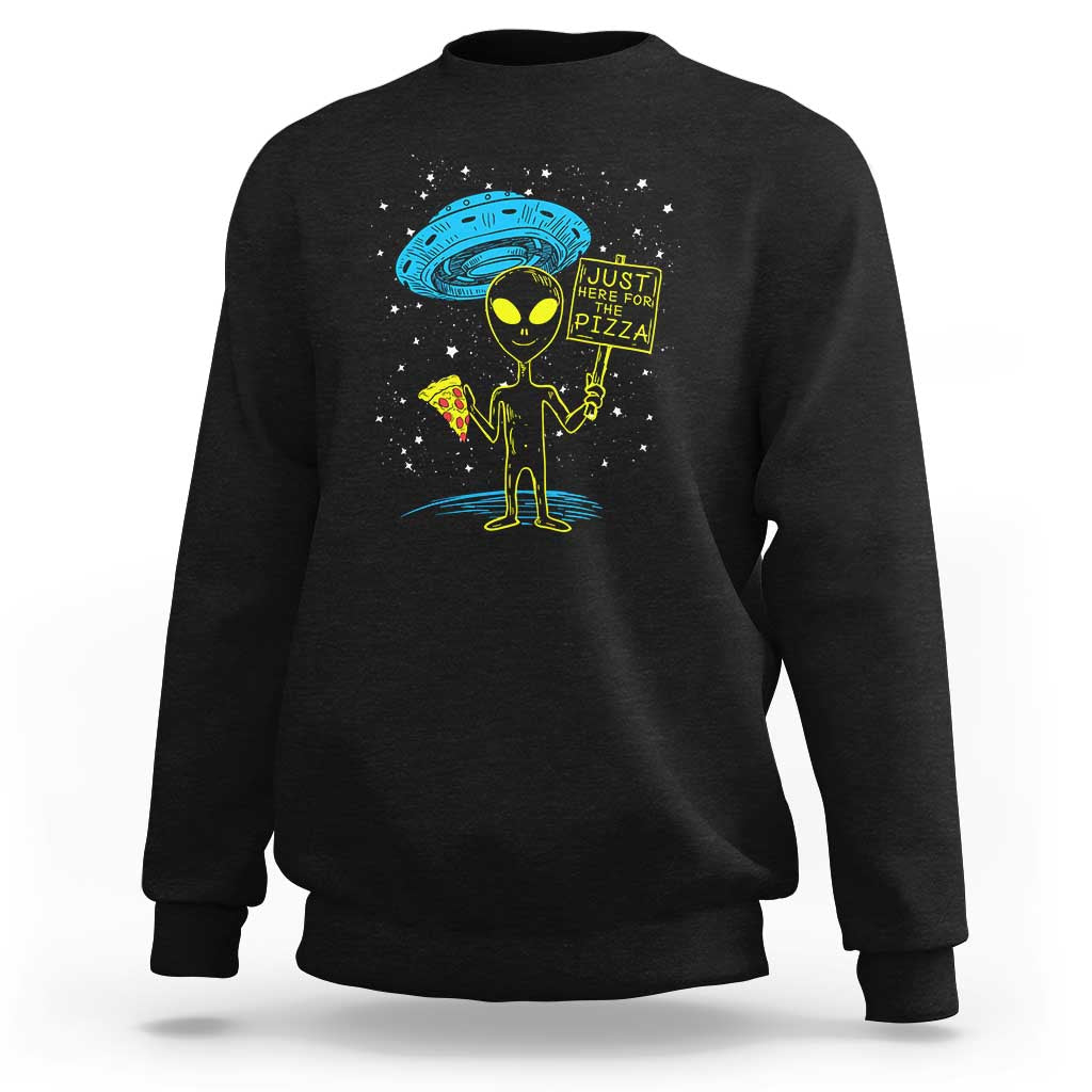 NASA UFO Alien Just Here For The Pizza Sweatshirt - Wonder Print Shop