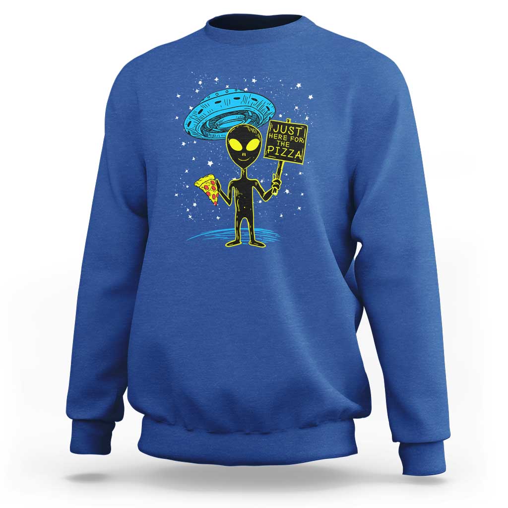 NASA UFO Alien Just Here For The Pizza Sweatshirt - Wonder Print Shop