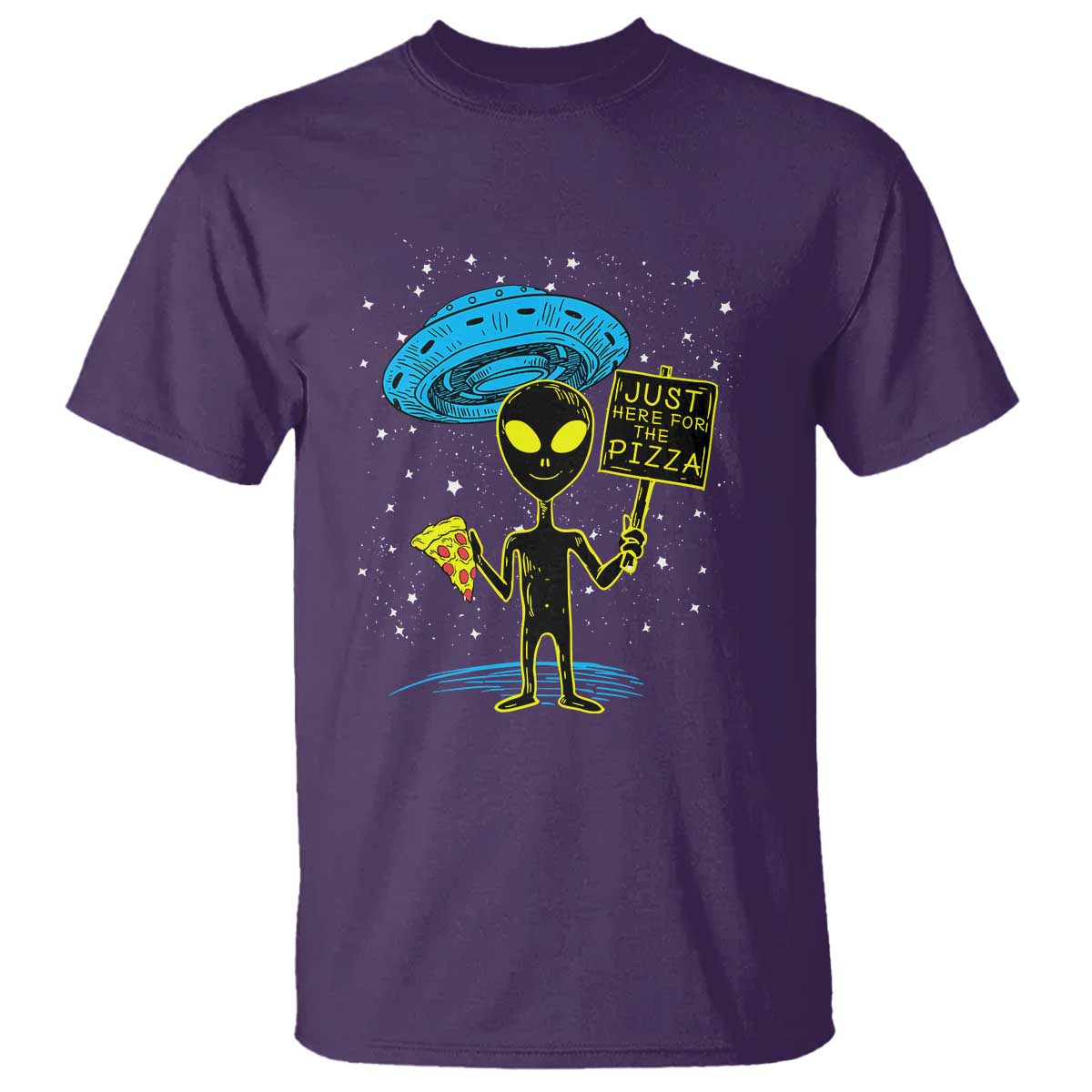 NASA UFO Alien Just Here For The Pizza T Shirt - Wonder Print Shop