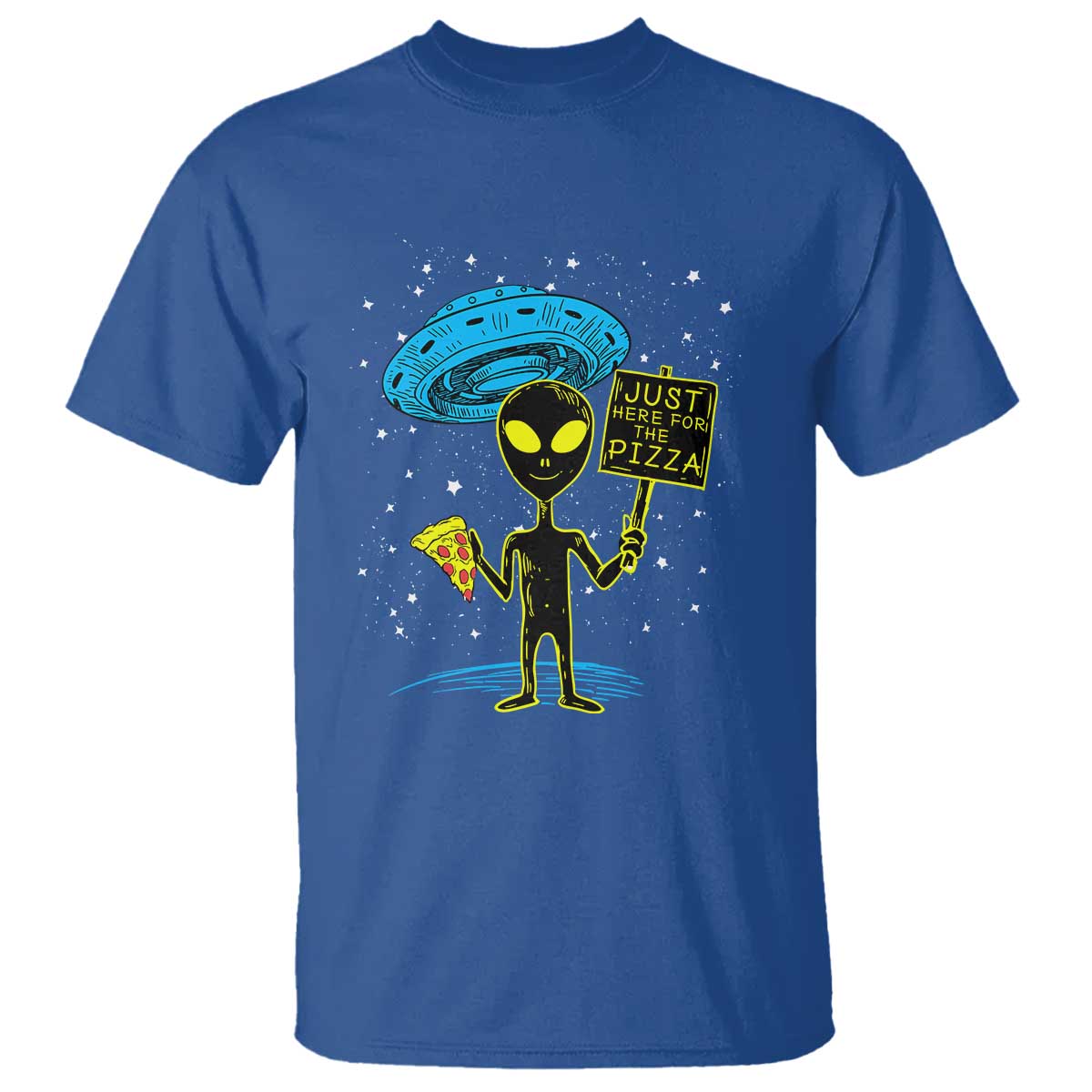 NASA UFO Alien Just Here For The Pizza T Shirt - Wonder Print Shop