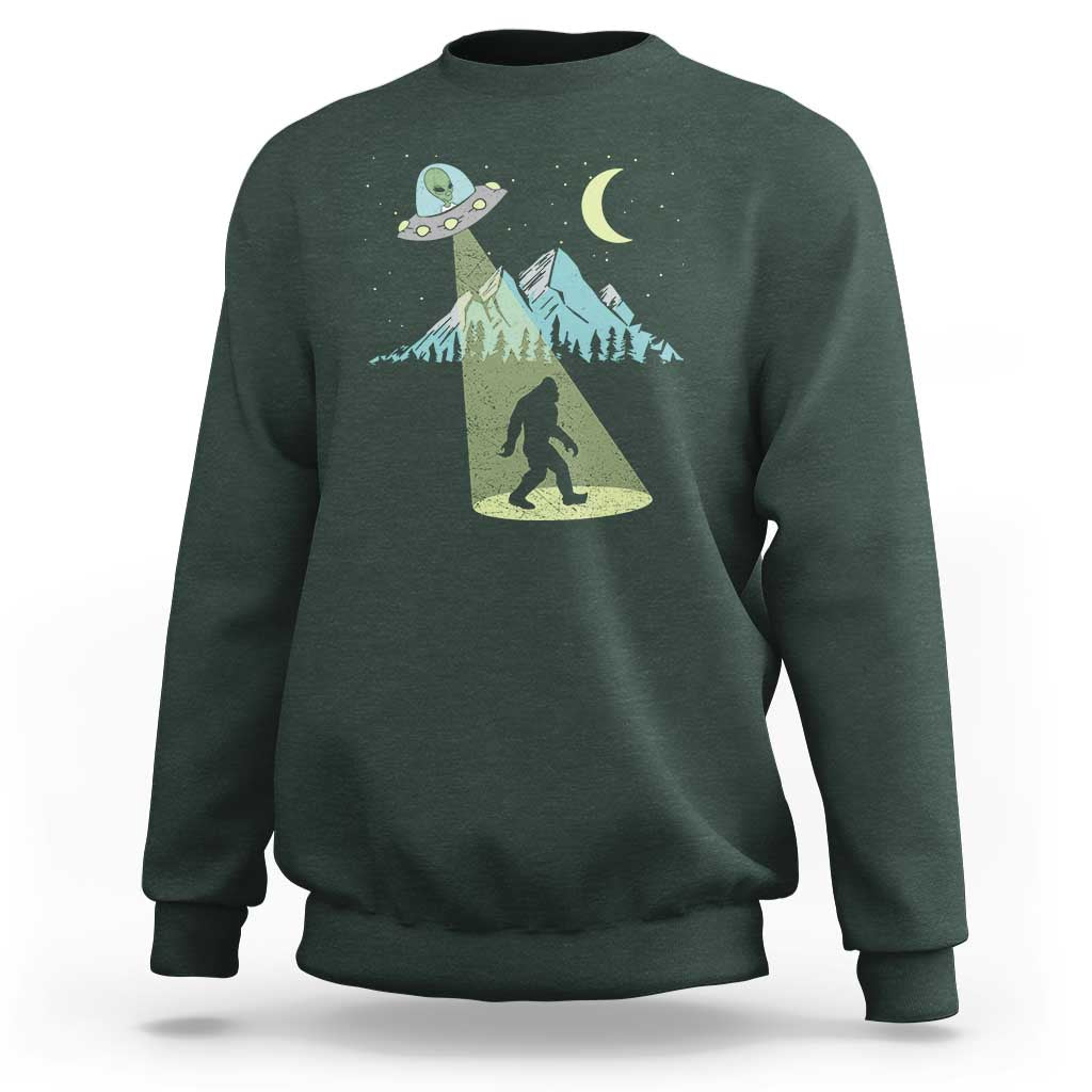 Bigfoot UFO Abduction Moon & Mountain Alien Vintage Graphic Sweatshirt - Wonder Print Shop