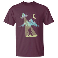 Bigfoot UFO Abduction Moon & Mountain Alien Vintage Graphic T Shirt - Wonder Print Shop
